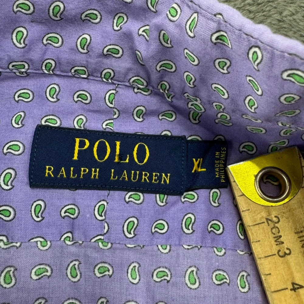 Polo‎ Ralph Lauren Shirt Mens XL Purple Paisley Cotton Long Sleeve Button Down